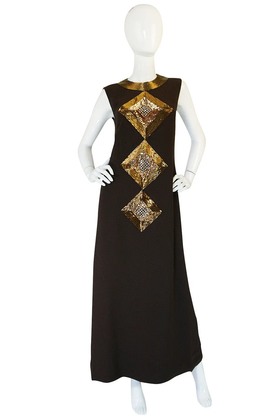 c1969 Possible Pierre Cardin Beaded Dress & Vest Set