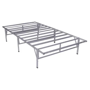 California King size Metal Platform Bed Frame in Silver Gray Finish