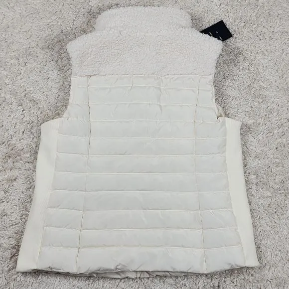 Cavalini Fleece Vest Womens 1X Ivory Zip Logo Sherpa Outerwear Puffer Hiking Top