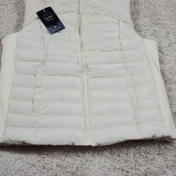 Cavalini Fleece Vest Womens 1X Ivory Zip Logo Sherpa Outerwear Puffer Hiking Top