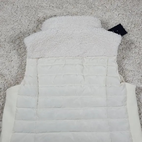 Cavalini Fleece Vest Womens 1X Ivory Zip Logo Sherpa Outerwear Puffer Hiking Top