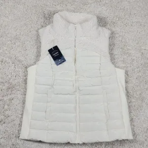 Cavalini Fleece Vest Womens 1X Ivory Zip Logo Sherpa Outerwear Puffer Hiking Top