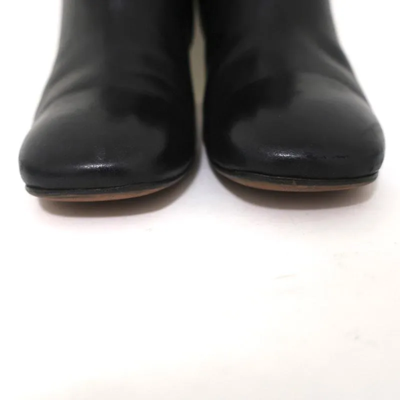 Celine Bam Bam Ankle Boots Black Leather Size 37 Metal Heel Booties