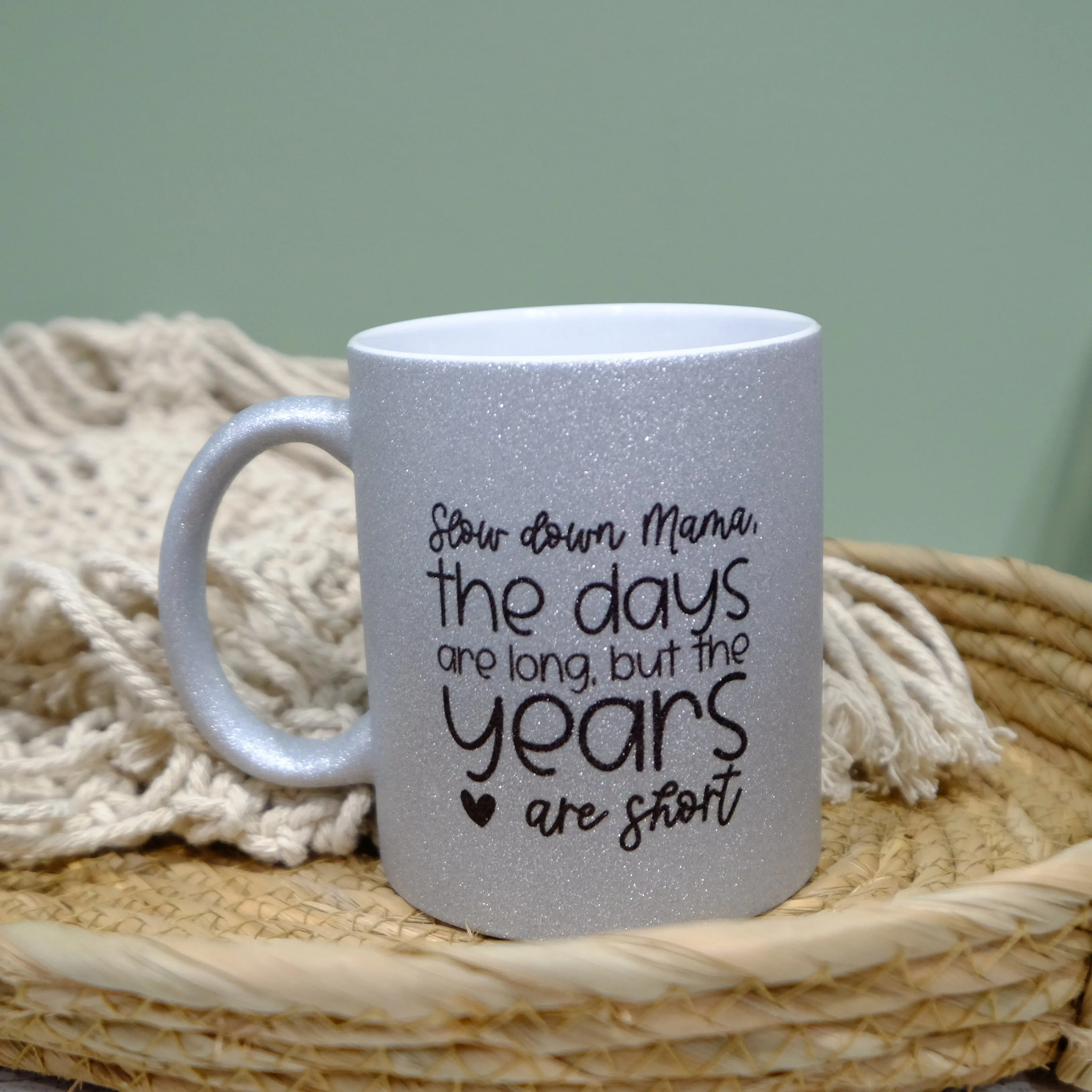 Ceramic Glitter mug 325ml - Slow down Mama