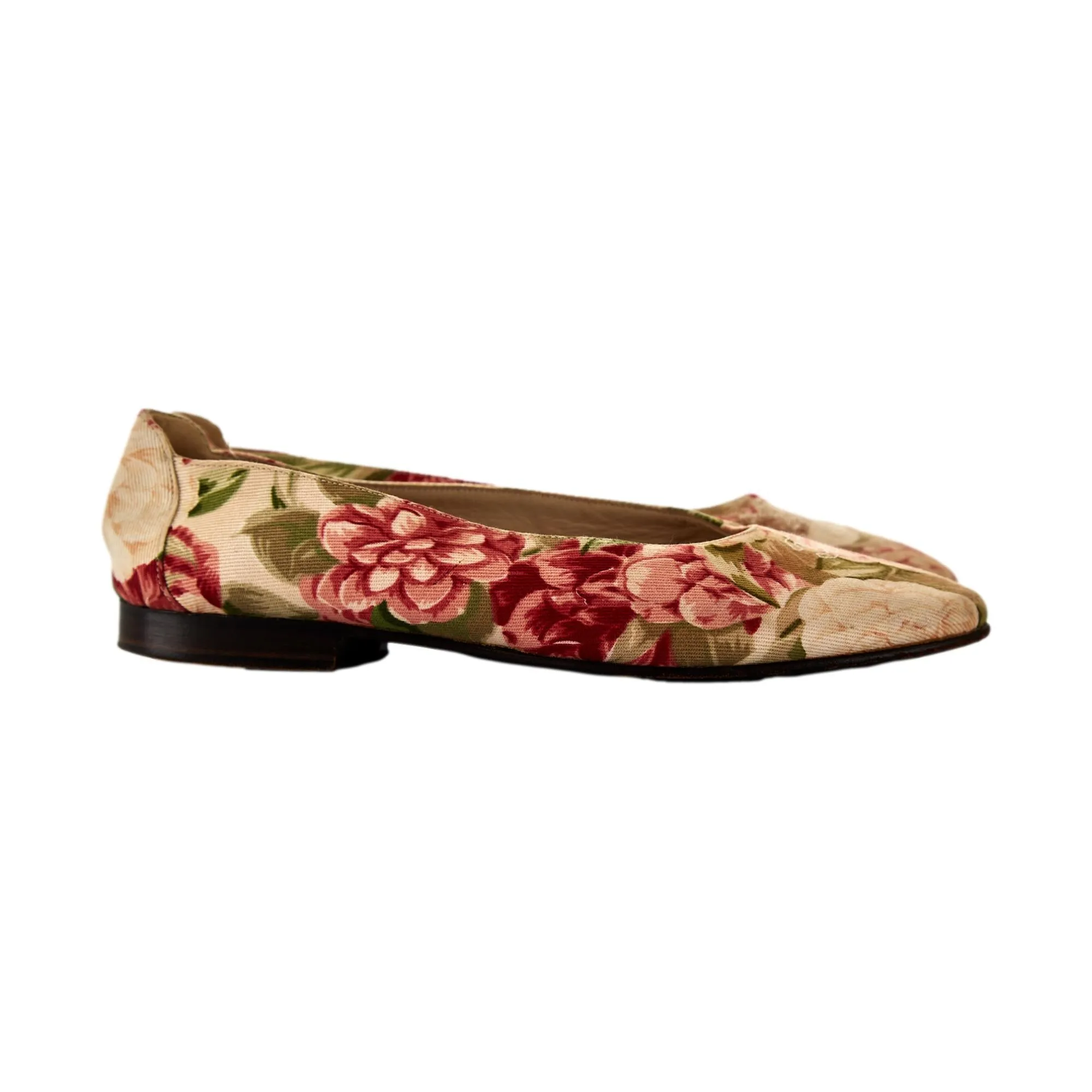 Chanel Floral Print Logo Flats