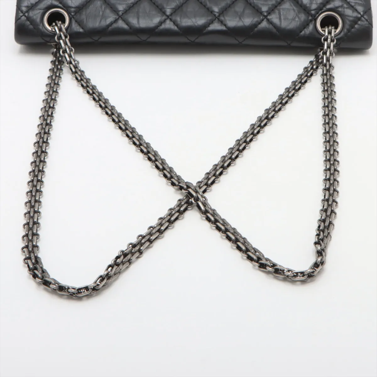 Chanel Matelasse 2.55 Large Leather Double Flap Double Chain Bag Black Gunmetal Fittings 16886927 A37587 #2429