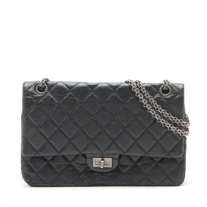 Chanel Matelasse 2.55 Large Leather Double Flap Double Chain Bag Black Gunmetal Fittings 16886927 A37587 #2429