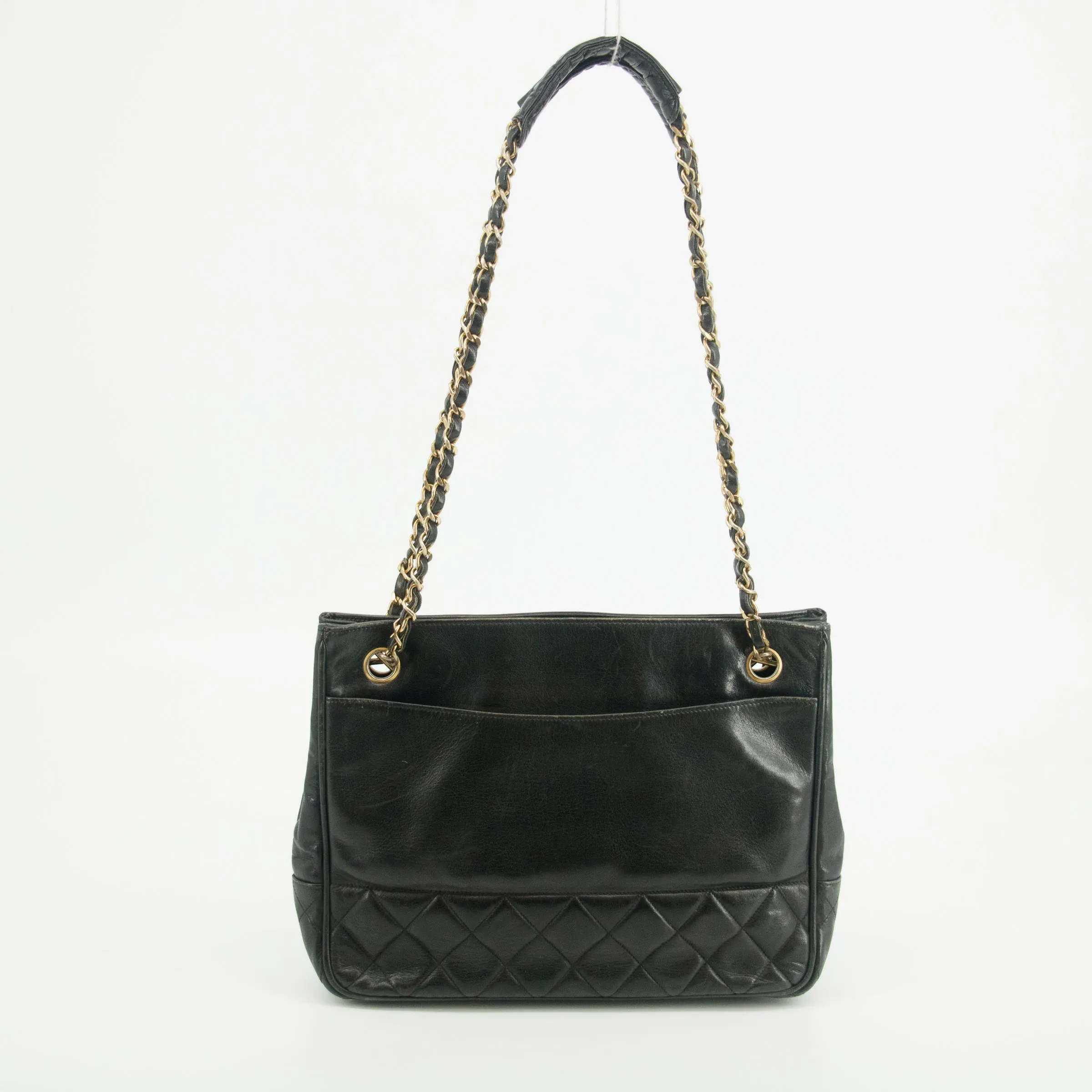 Chanel Matelasse Black Lambskin Chain Shoulder Bag Gold Hardware #3044