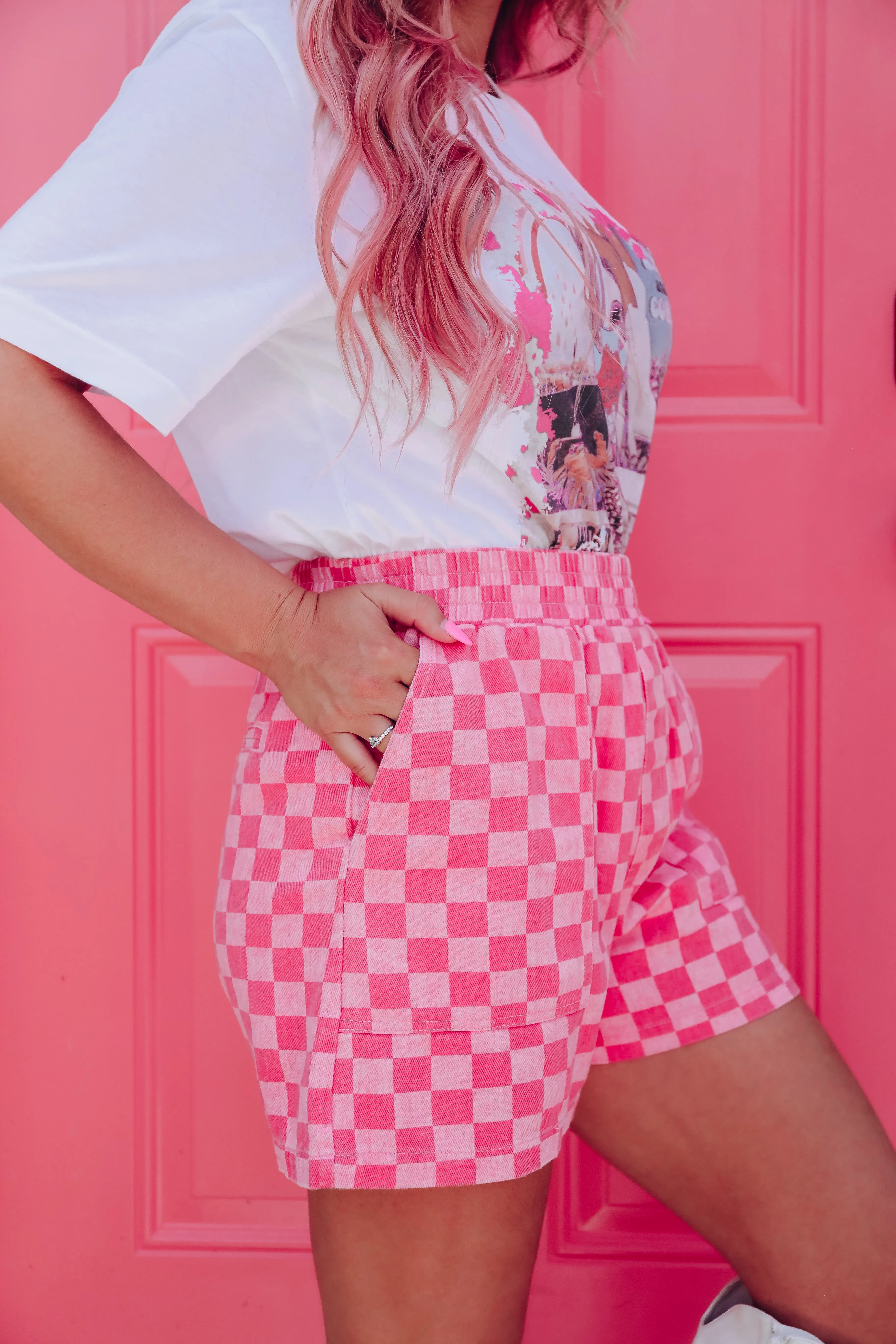 Charming Checkered Shorts - Pink