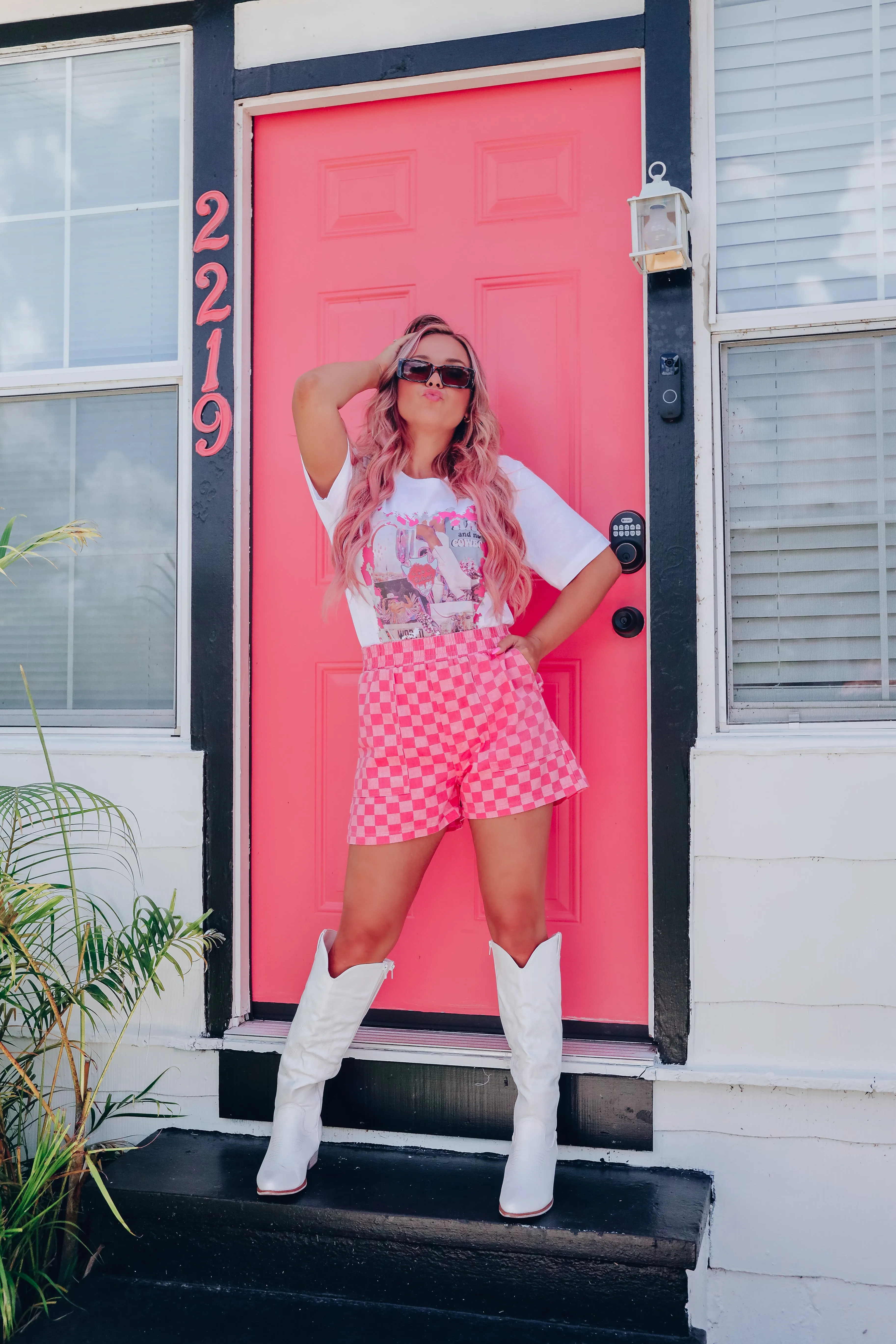 Charming Checkered Shorts - Pink
