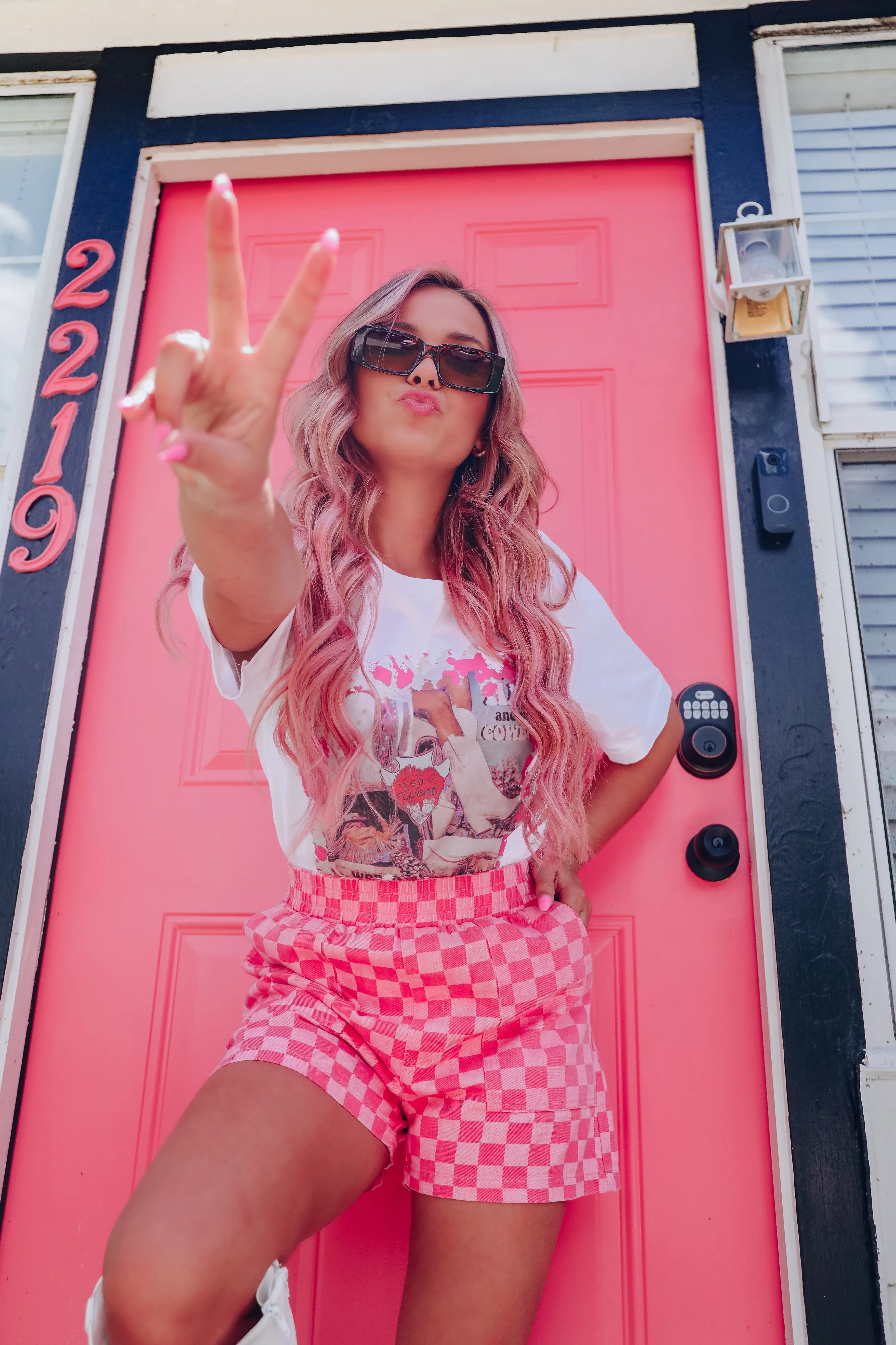 Charming Checkered Shorts - Pink