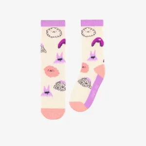 Chaussettes crème à motifs, enfant  || Cream socks with patterns, child