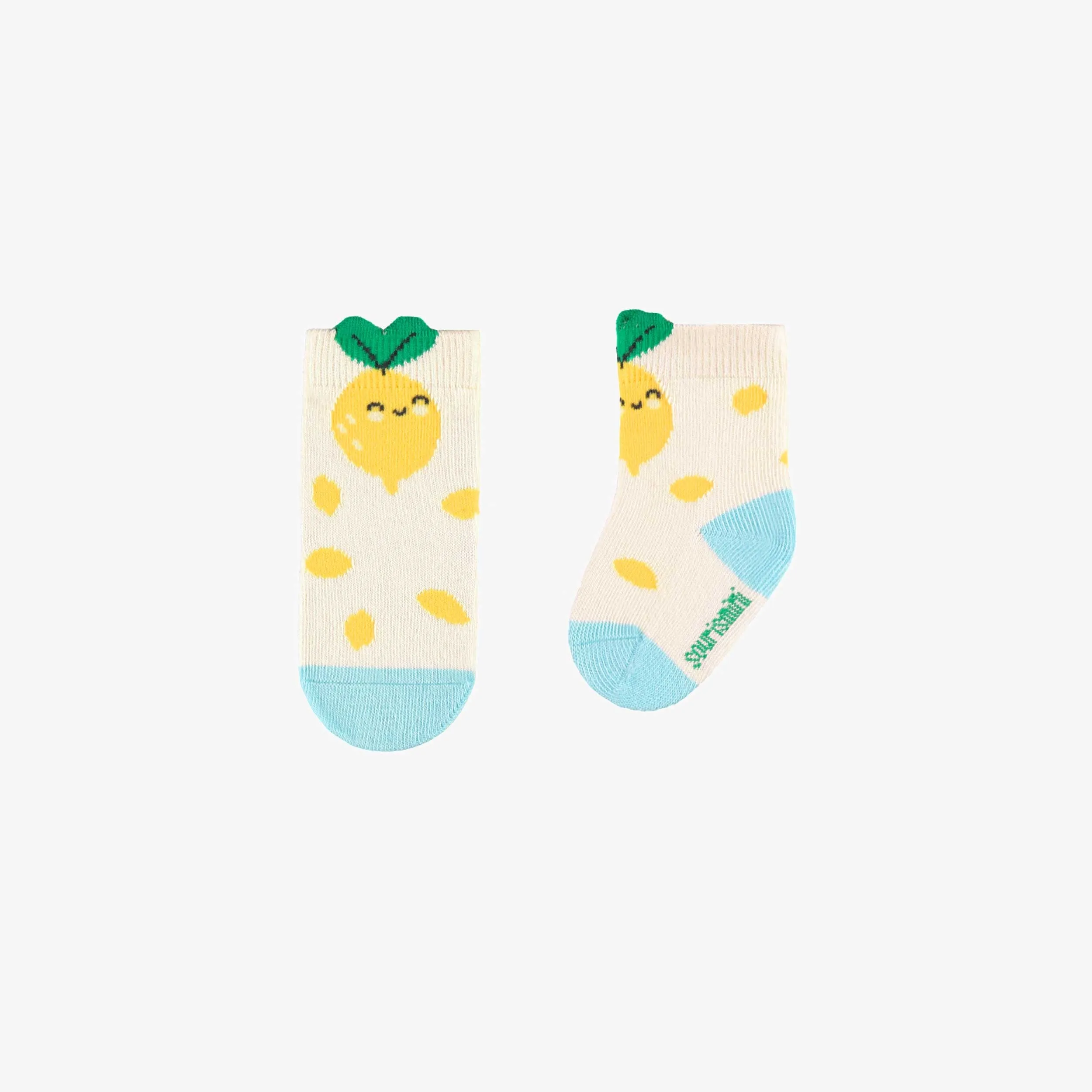 Chaussettes crème à motifs, naissance  || Cream socks with patterns, newborn
