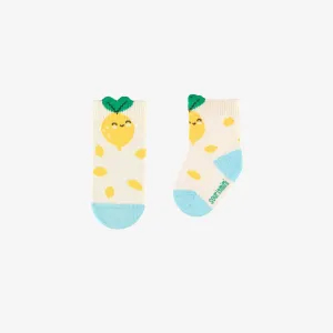 Chaussettes crème à motifs, naissance  || Cream socks with patterns, newborn