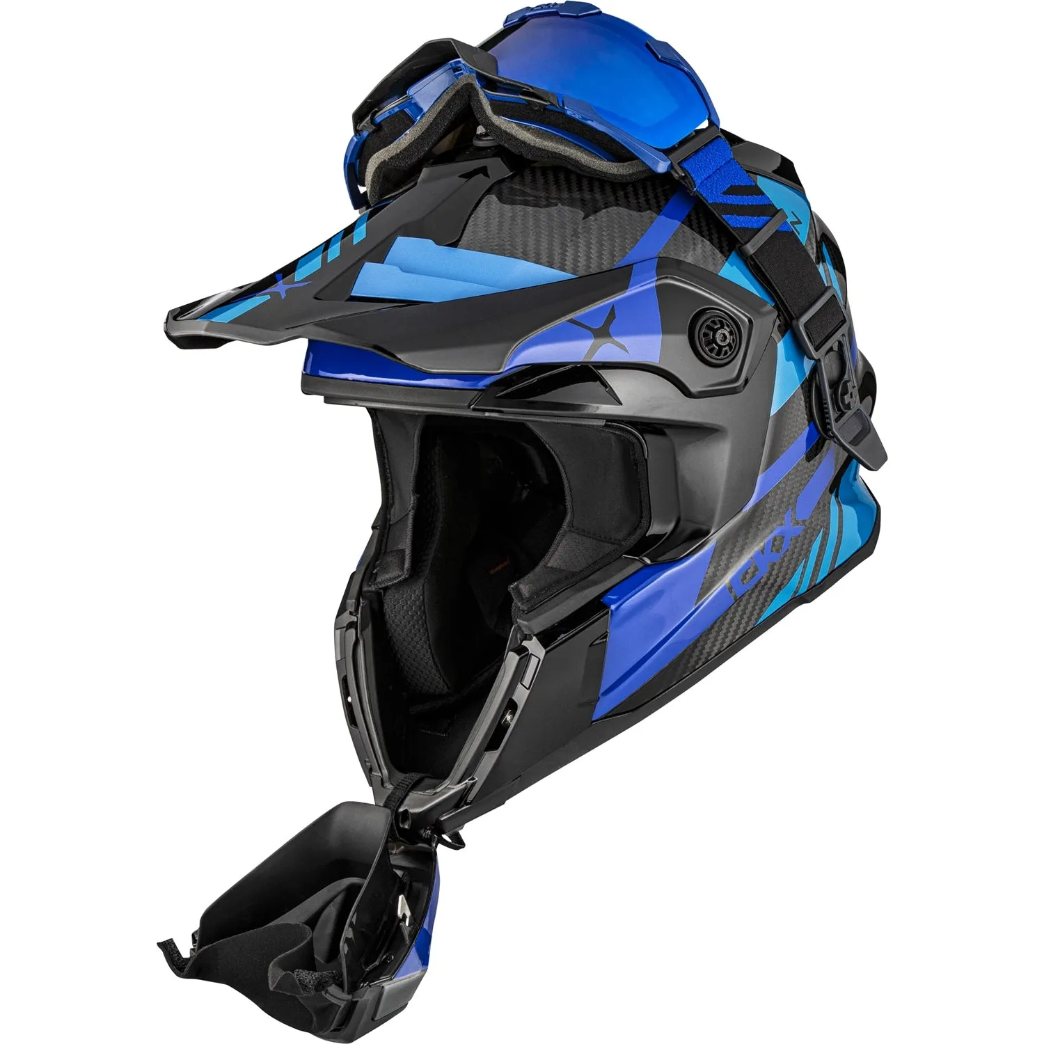 CKX Titan Trak Carbon Original Trail and Backcountry Helmet with 210° Goggles