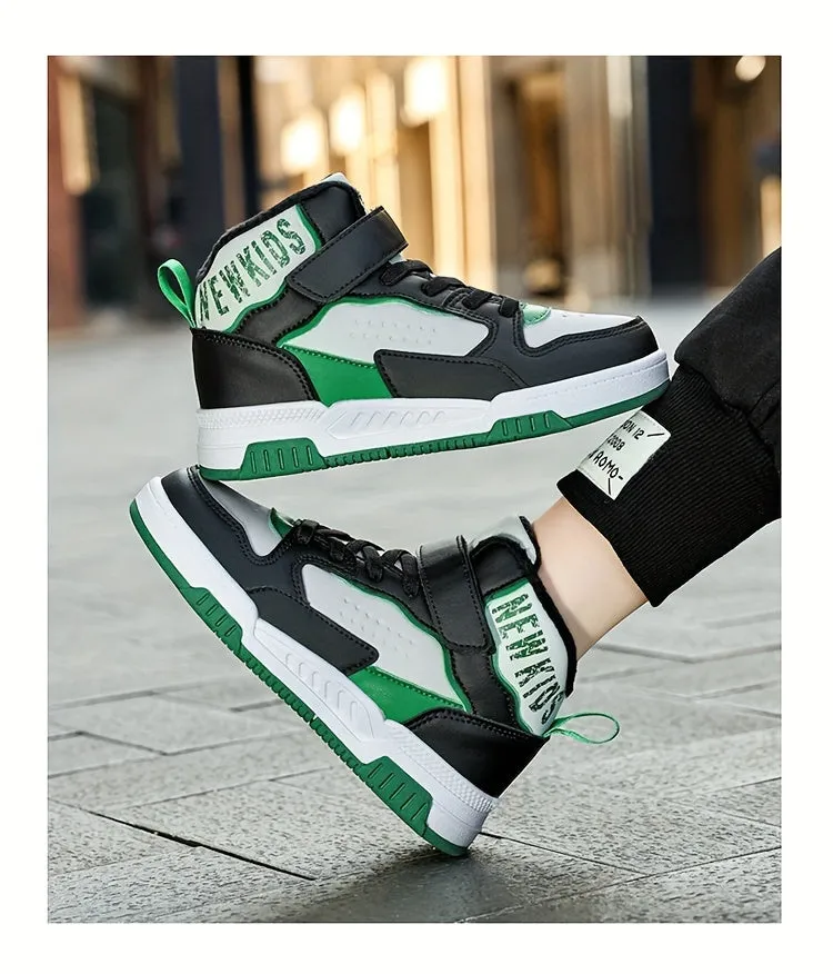 Colorful Hook & Loop Sneakers for Boys & Girls, Comfy Round Toe Design, Perfect for Autumn/Winter Sports.