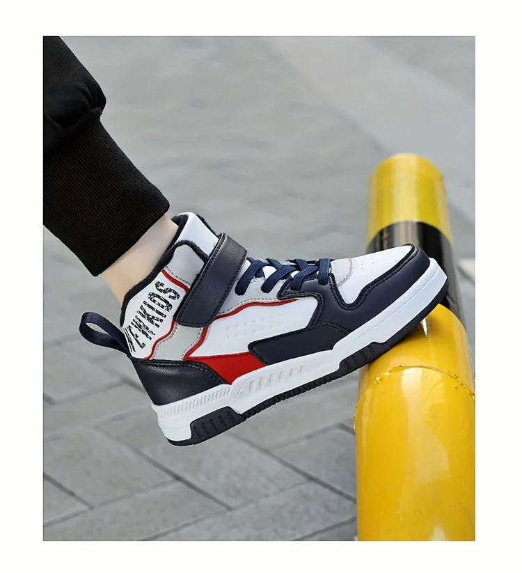 Colorful Hook & Loop Sneakers for Boys & Girls, Comfy Round Toe Design, Perfect for Autumn/Winter Sports.