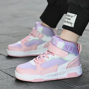 Colorful Hook & Loop Sneakers for Boys & Girls, Comfy Round Toe Design, Perfect for Autumn/Winter Sports.