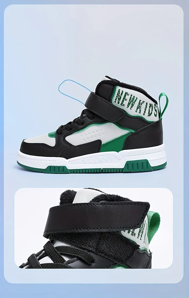 Colorful Hook & Loop Sneakers for Boys & Girls, Comfy Round Toe Design, Perfect for Autumn/Winter Sports.