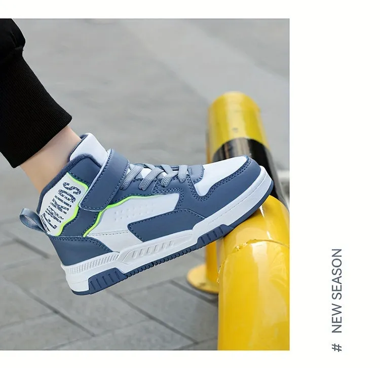 Colorful Hook & Loop Sneakers for Boys & Girls, Comfy Round Toe Design, Perfect for Autumn/Winter Sports.
