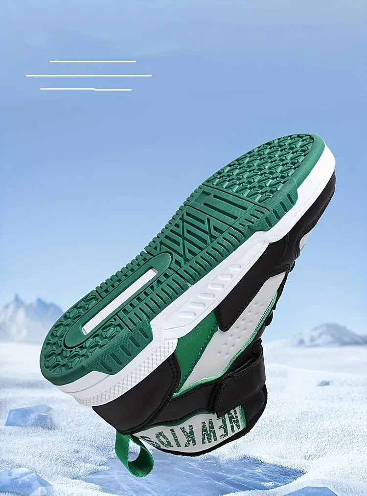 Colorful Hook & Loop Sneakers for Boys & Girls, Comfy Round Toe Design, Perfect for Autumn/Winter Sports.