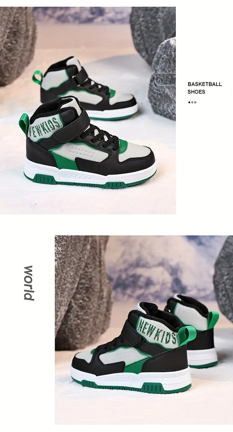 Colorful Hook & Loop Sneakers for Boys & Girls, Comfy Round Toe Design, Perfect for Autumn/Winter Sports.