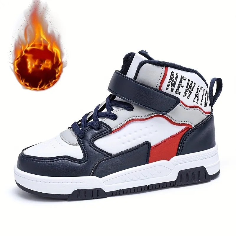 Colorful Hook & Loop Sneakers for Boys & Girls, Comfy Round Toe Design, Perfect for Autumn/Winter Sports.