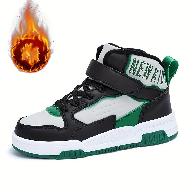 Colorful Hook & Loop Sneakers for Boys & Girls, Comfy Round Toe Design, Perfect for Autumn/Winter Sports.