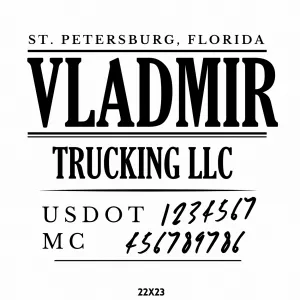 Company Name Truck Decal, USDOT, 2 Pack