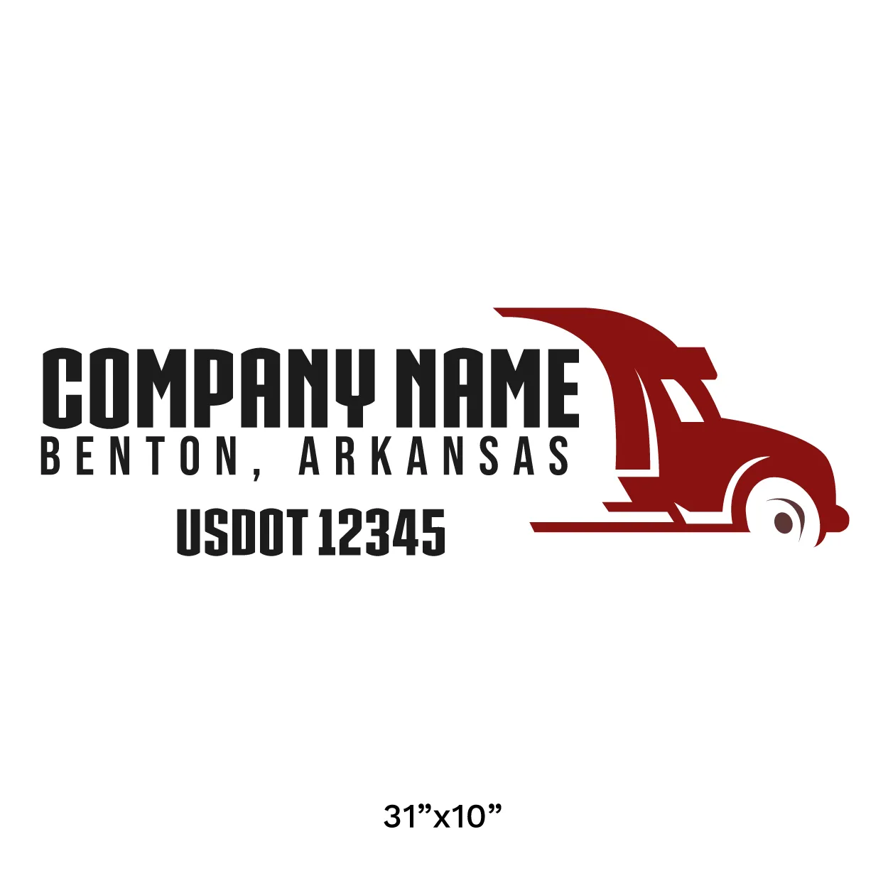 Company Name Truck Door Decal (USDOT), 2 Pack