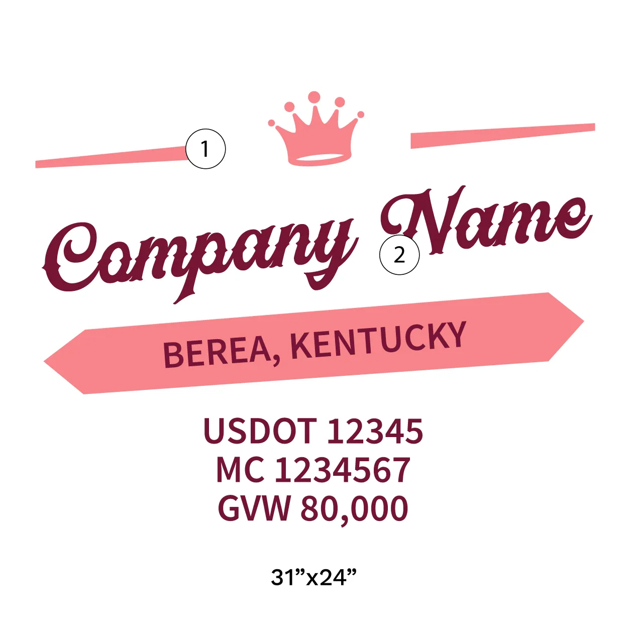 Company Name Truck Door Decal (USDOT), 2 Pack