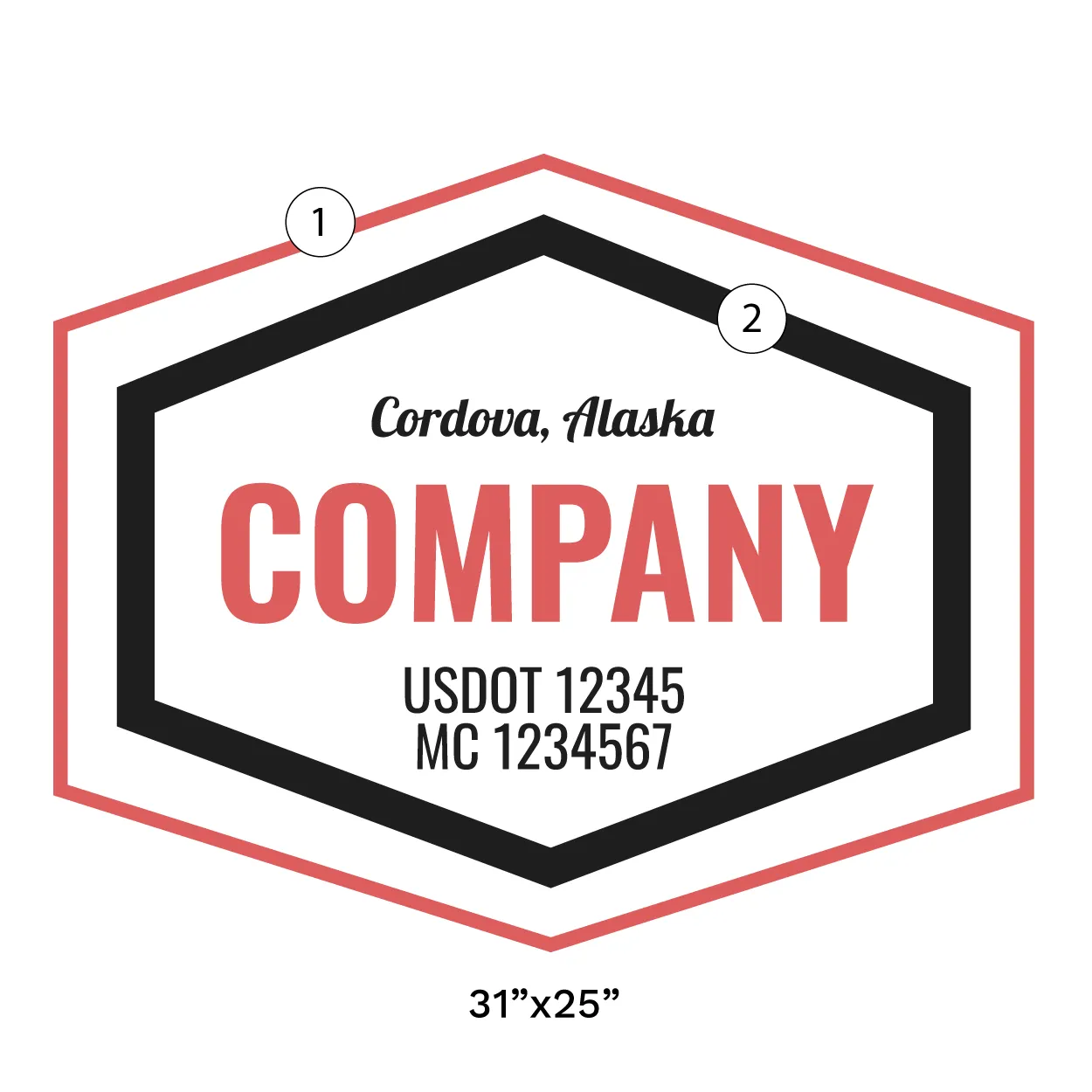 Company Name Truck Door Decal (USDOT), 2 Pack