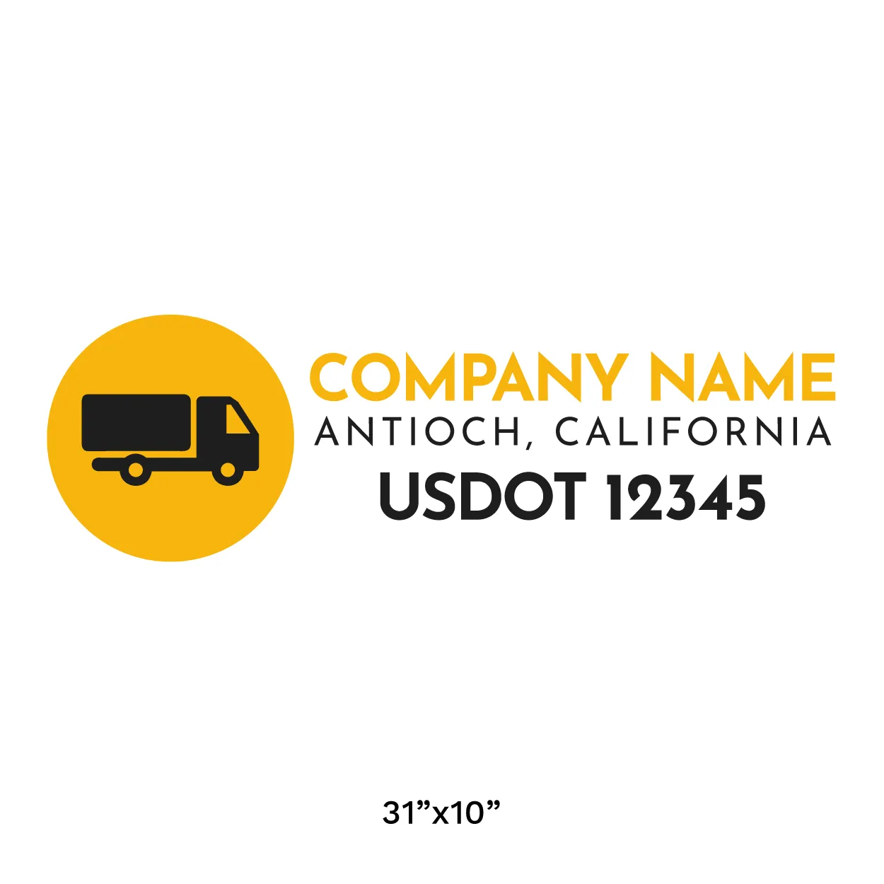 Company Name Truck Door Decal (USDOT), 2 Pack