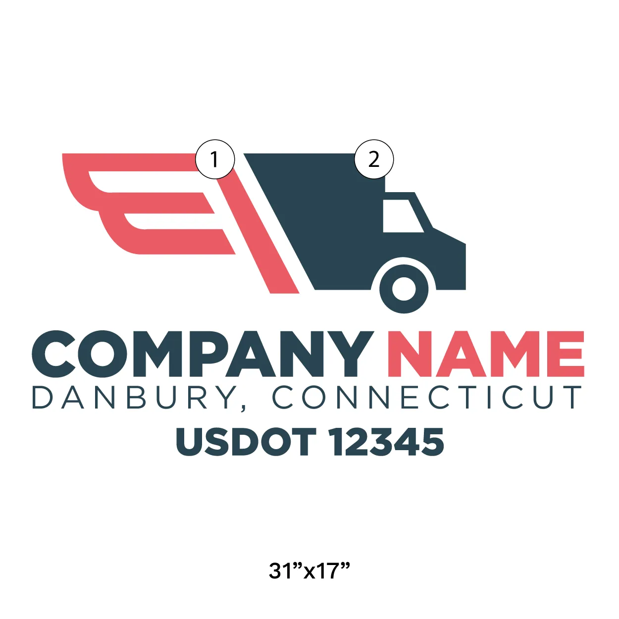 Company Name Truck Door Decal (USDOT), 2 Pack