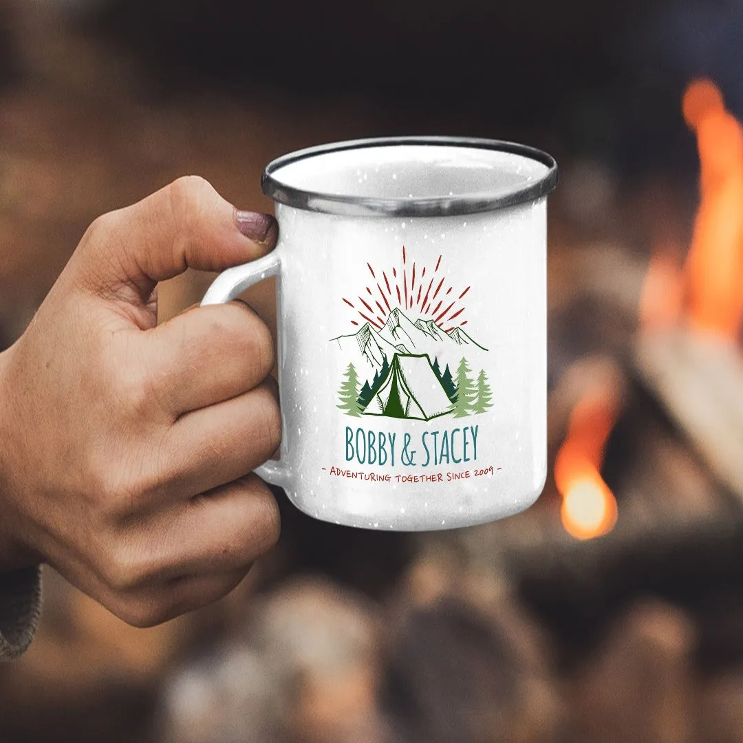 Copy of Copy of Customizable Retro Style Adventuring Together 12oz Tin Camping Mug Dee #2