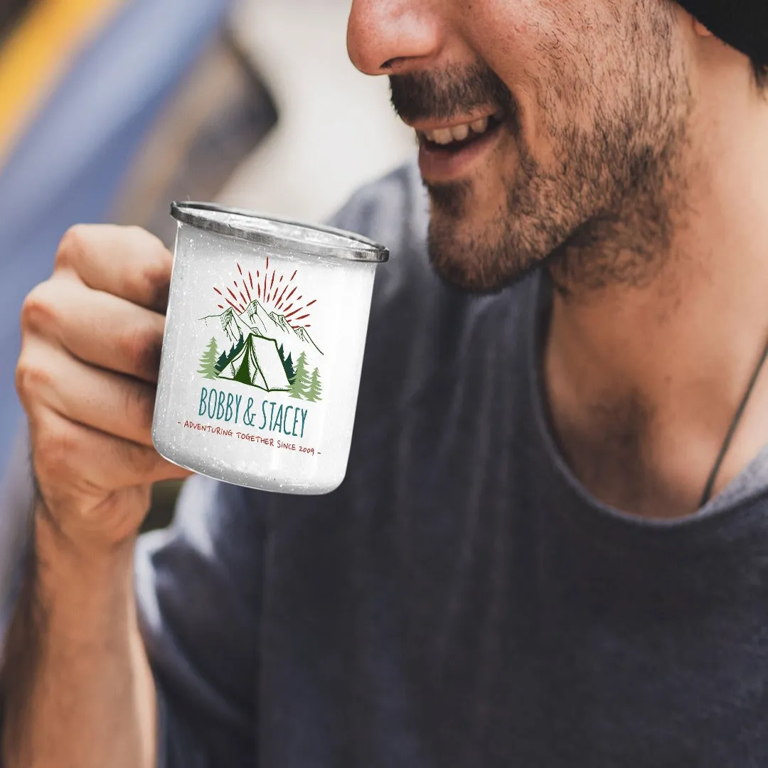 Copy of Copy of Customizable Retro Style Adventuring Together 12oz Tin Camping Mug Dee #2
