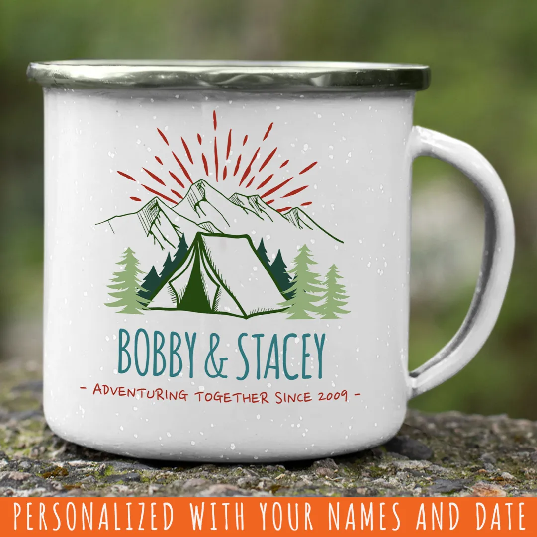Copy of Copy of Customizable Retro Style Adventuring Together 12oz Tin Camping Mug Dee #2