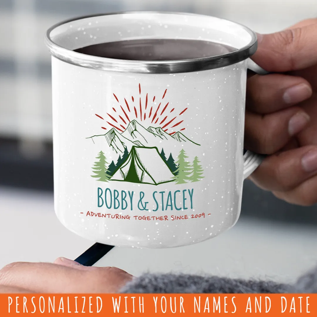 Copy of Copy of Customizable Retro Style Adventuring Together 12oz Tin Camping Mug Dee #2