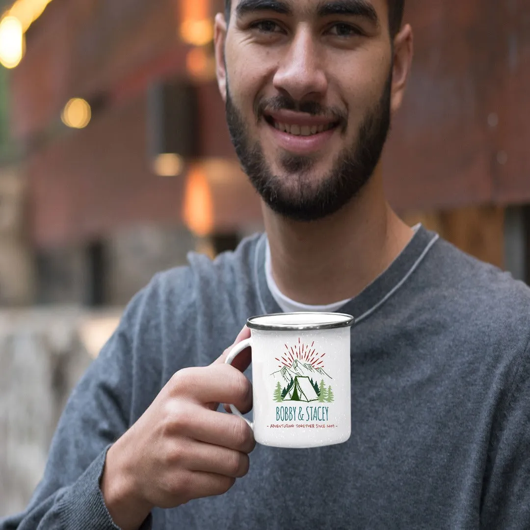 Copy of Copy of Customizable Retro Style Adventuring Together 12oz Tin Camping Mug Dee #2