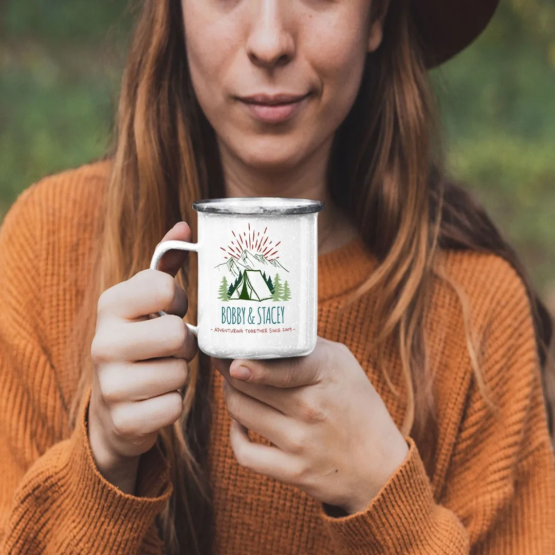Copy of Copy of Customizable Retro Style Adventuring Together 12oz Tin Camping Mug Dee #2