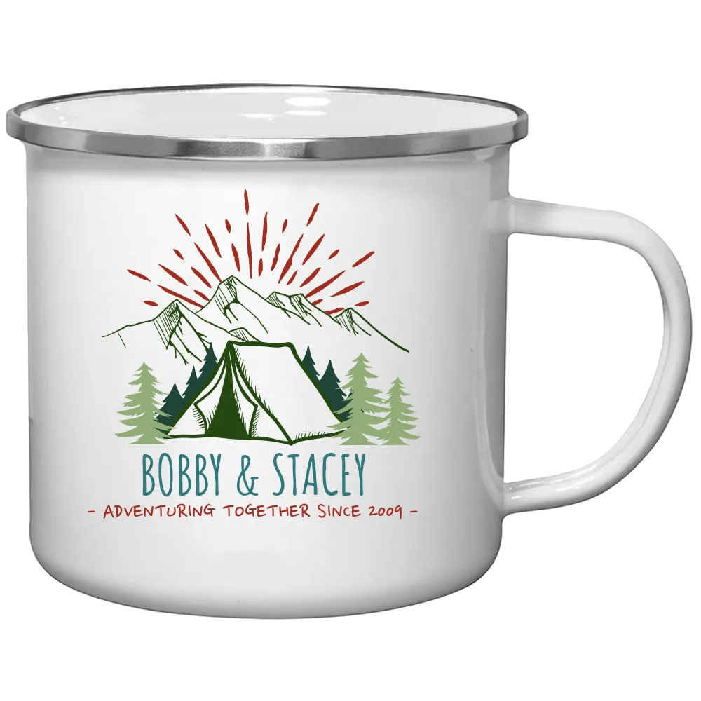 Copy of Copy of Customizable Retro Style Adventuring Together 12oz Tin Camping Mug Dee #2