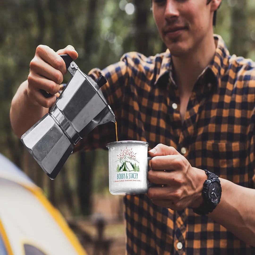 Copy of Copy of Customizable Retro Style Adventuring Together 12oz Tin Camping Mug Dee #2