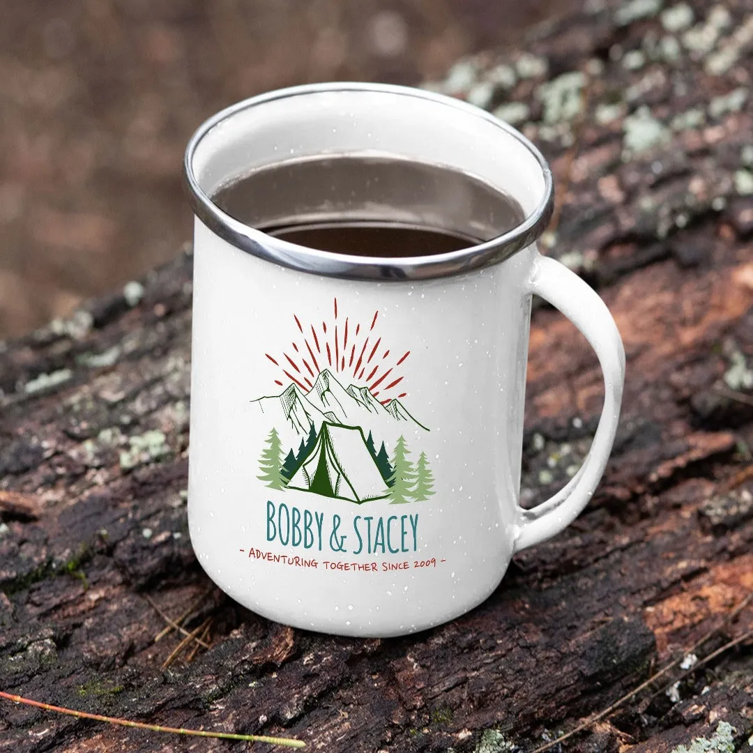 Copy of Copy of Customizable Retro Style Adventuring Together 12oz Tin Camping Mug Dee #2