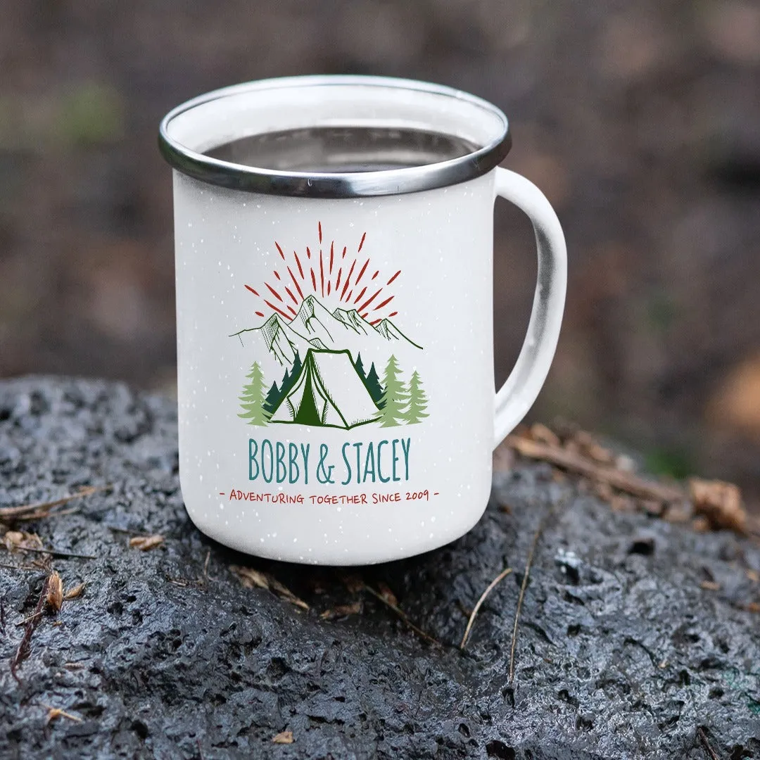 Copy of Copy of Customizable Retro Style Adventuring Together 12oz Tin Camping Mug Dee #2