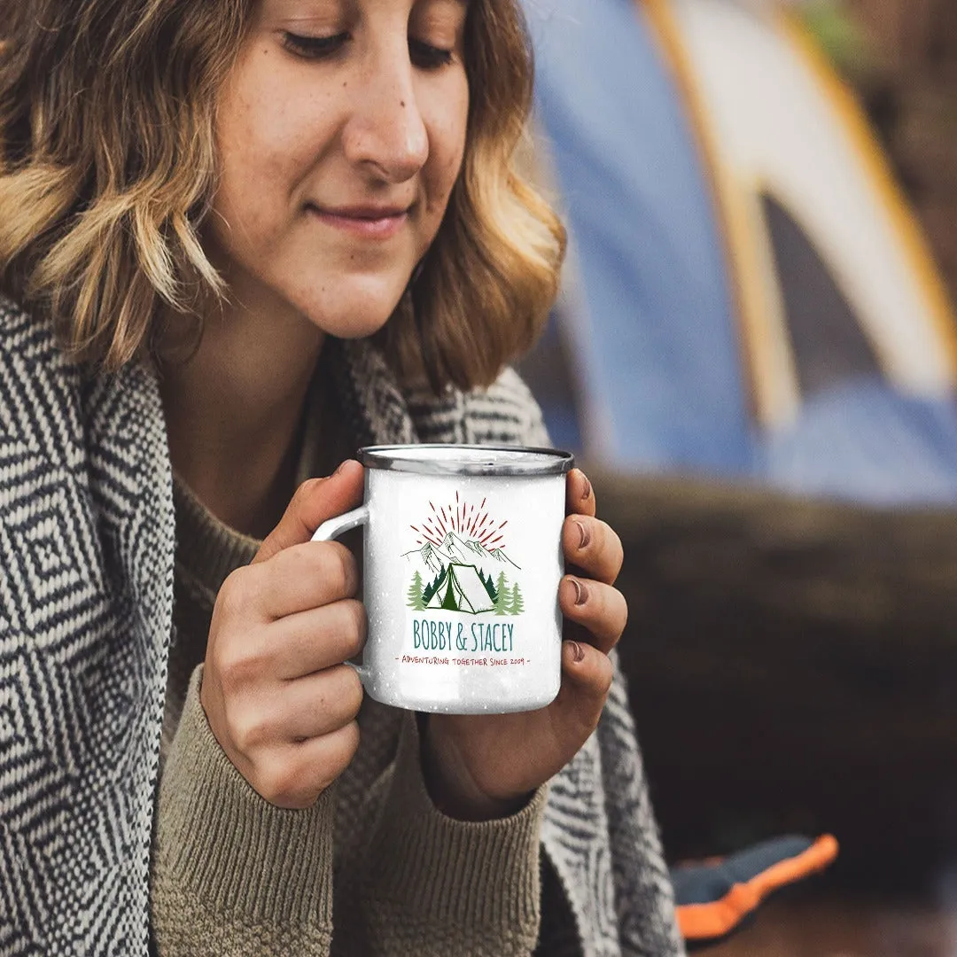 Copy of Copy of Customizable Retro Style Adventuring Together 12oz Tin Camping Mug Dee #2