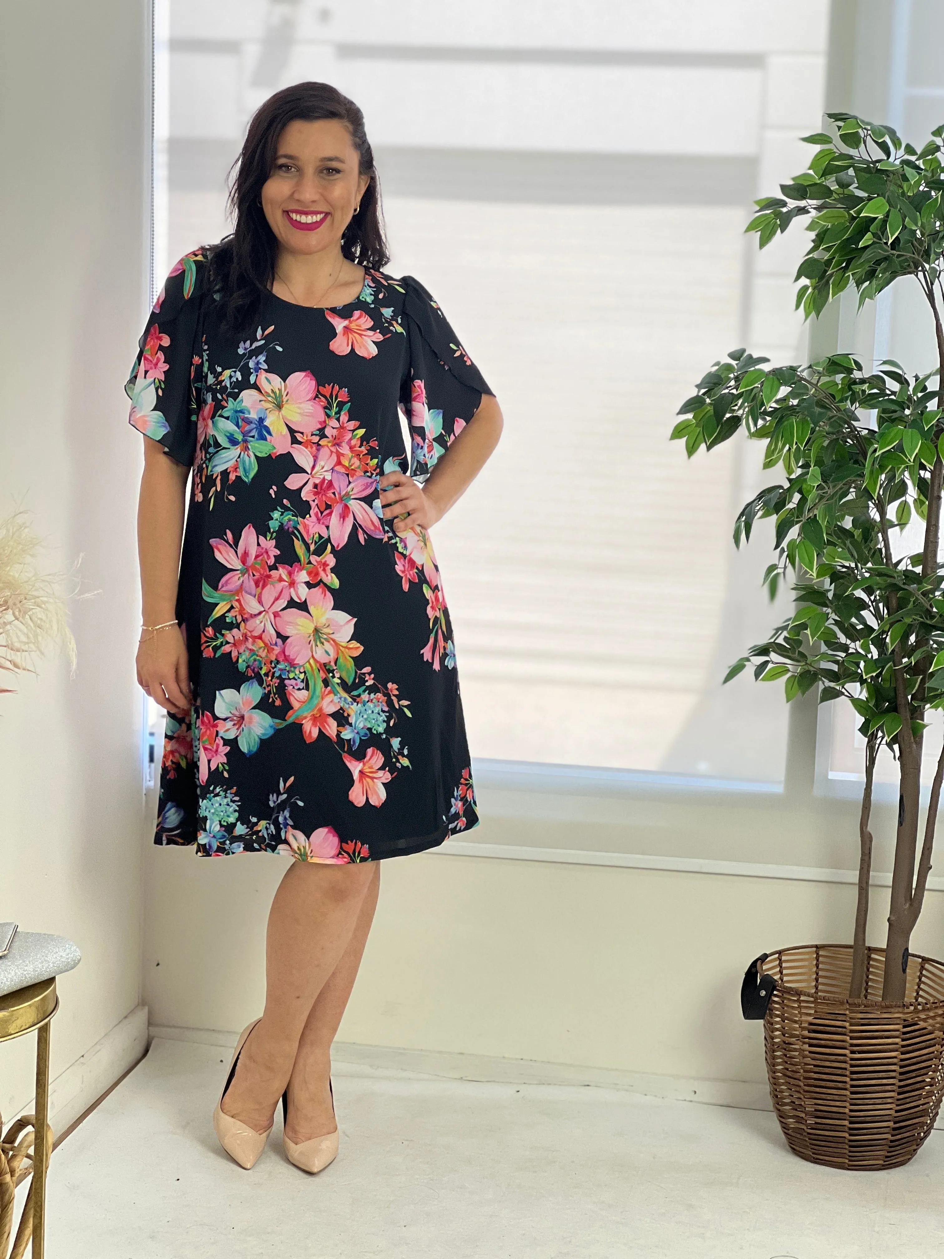 Darby Blooming Black Event Dress