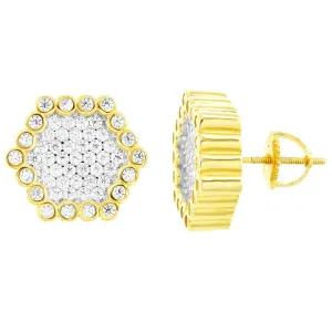Designer Hexagon  Sterling Silver Earrings