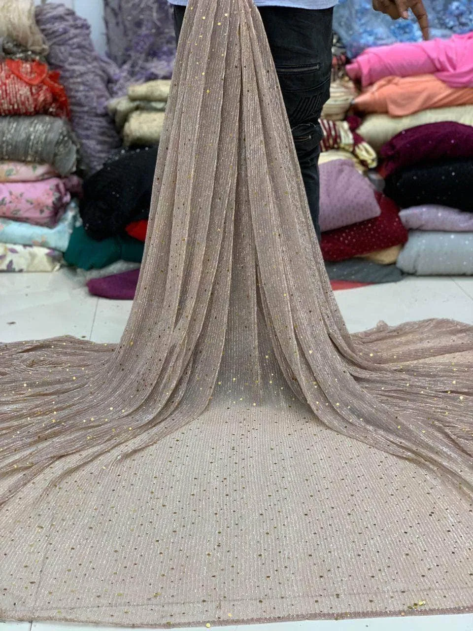 Designer Shimmery Lycra Evening Gown