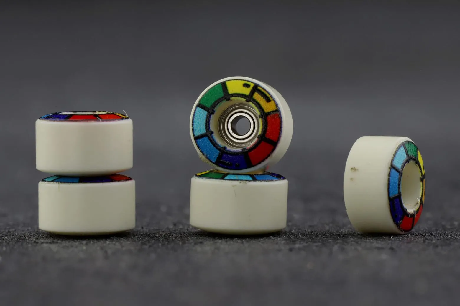 Dirty FB illPills -  Rainbow Graphic Tip Urethane Fingerboard Wheels (70D Street Shape)