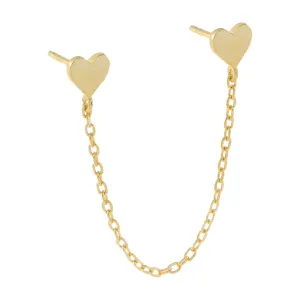Double Heart Chain Stud Earring